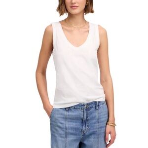 Madewell Women’s 100% Pima Cotton Slub V-Neck Tank Top NWT XS Classic White